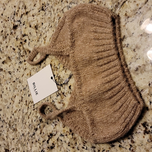 BILLIE THE LABEL Tan Geri Bra Style Alpaca Merino Wool Blend Sweater - Picture 5 of 6